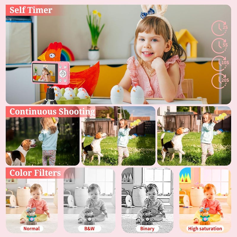 Forc Digital Camera, FHD 4K 64MP Point and Shoot Kids Digital Camera with 64GB Card,18X Zoom, Anti Shake, Compact Small Cameras for Kids Gifts for Teens Girls Boys - Image 5